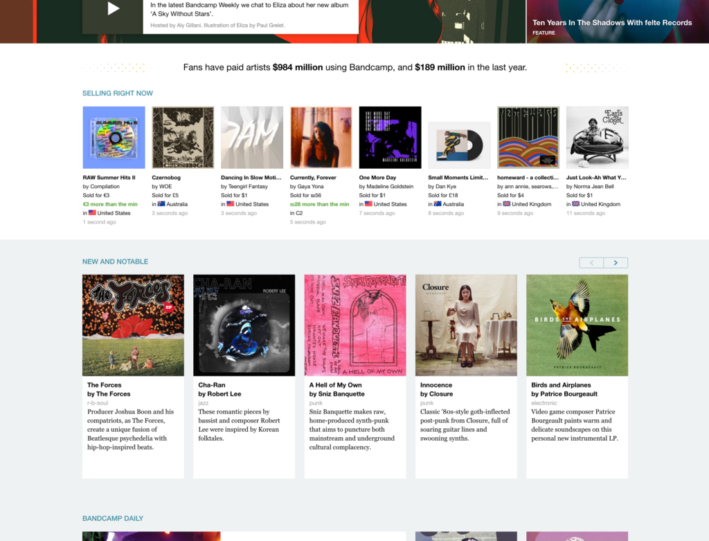 Bandcamp highlights The Forces EP on frontpage!